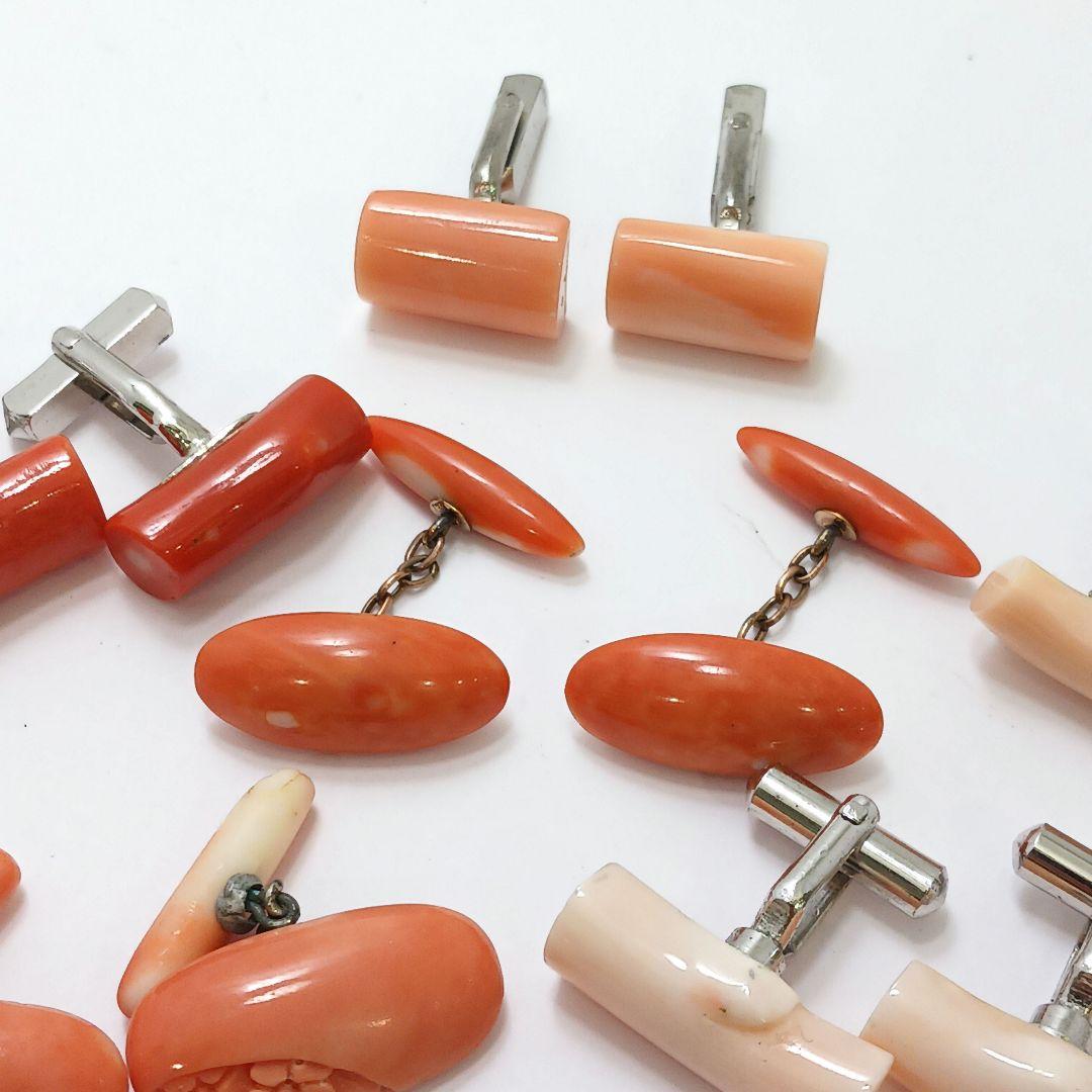 専用Y2550-7 本珊瑚 カフス 10組 20個セット 総重量89.9g