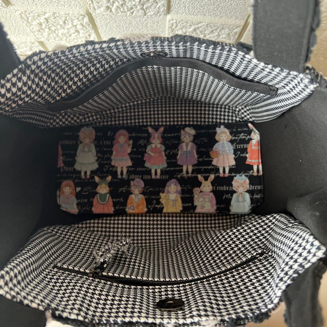 専用【ジョリーフルール】もふもふ　チューリップバック　S パンダブラック　①