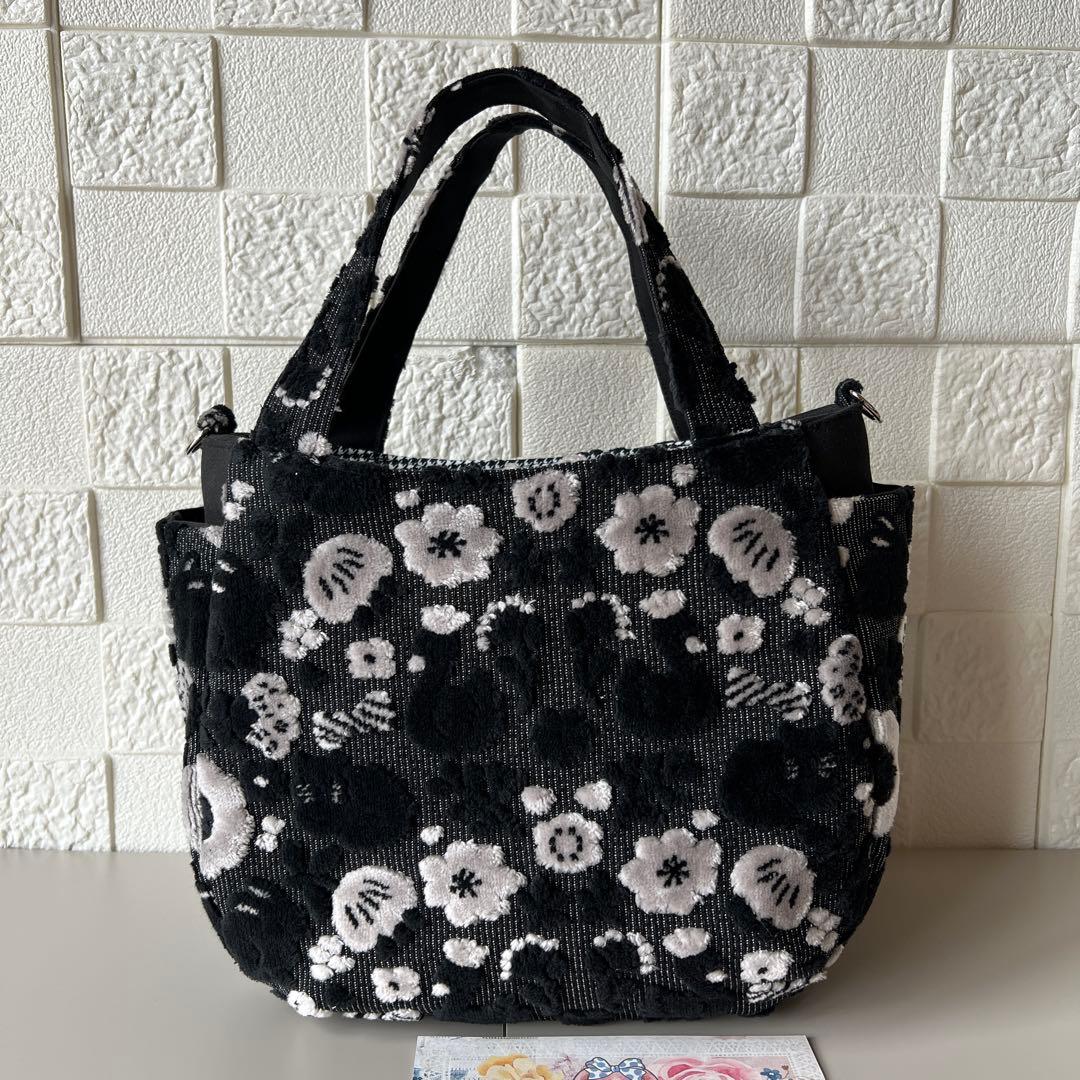 専用【ジョリーフルール】もふもふ　チューリップバック　S パンダブラック　①