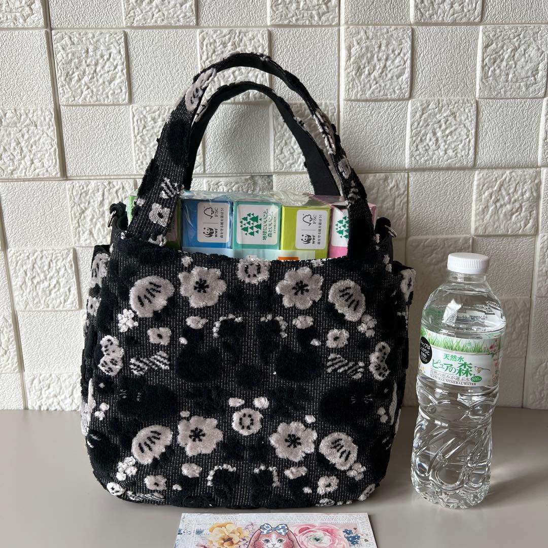 専用【ジョリーフルール】もふもふ　チューリップバック　S パンダブラック　①