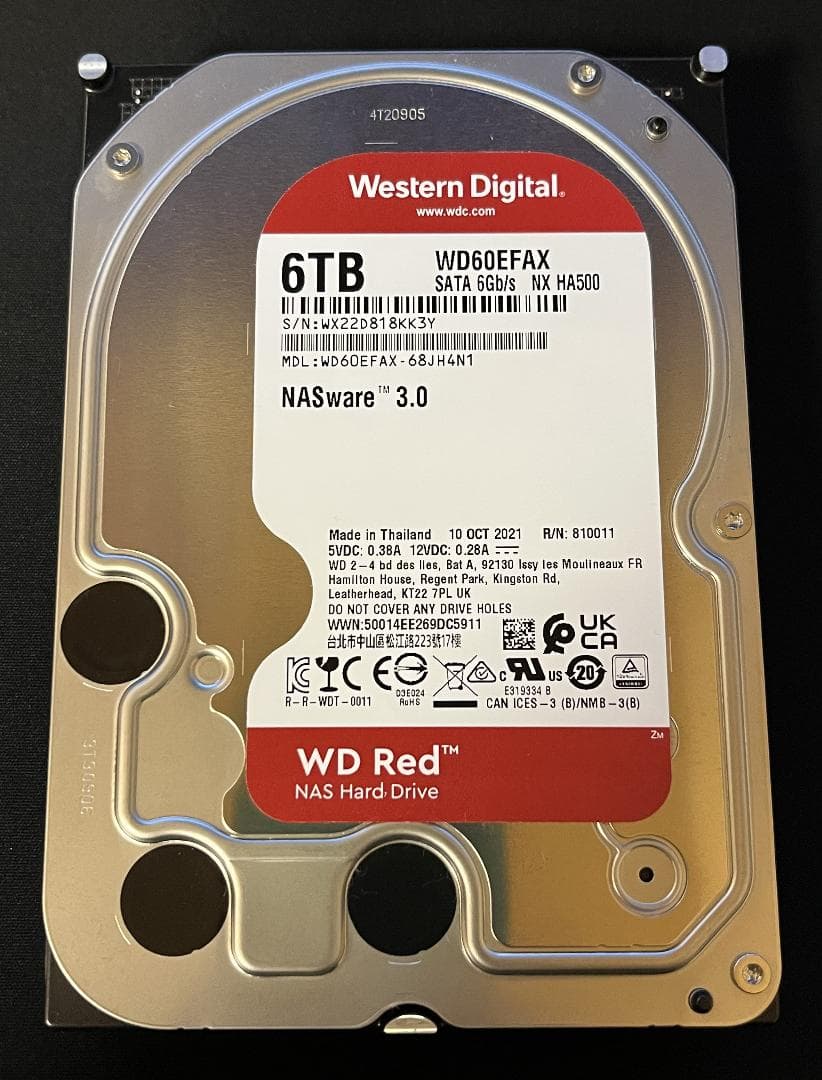 【中古正常品】WD Red 6TB HDD WD60EFAX NAS用