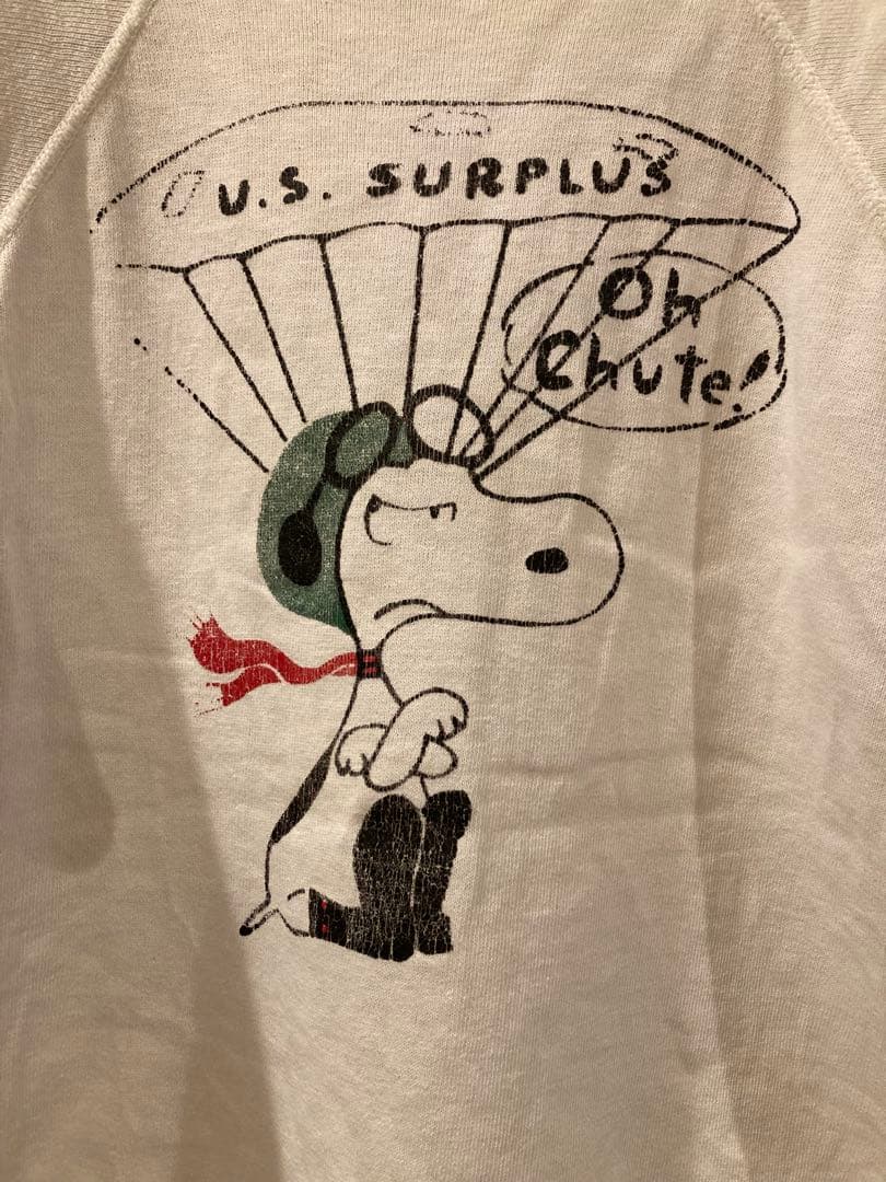 60sスヌーピー 半袖スウェット両面プリント レッドバロン 軍物 ビンテージ