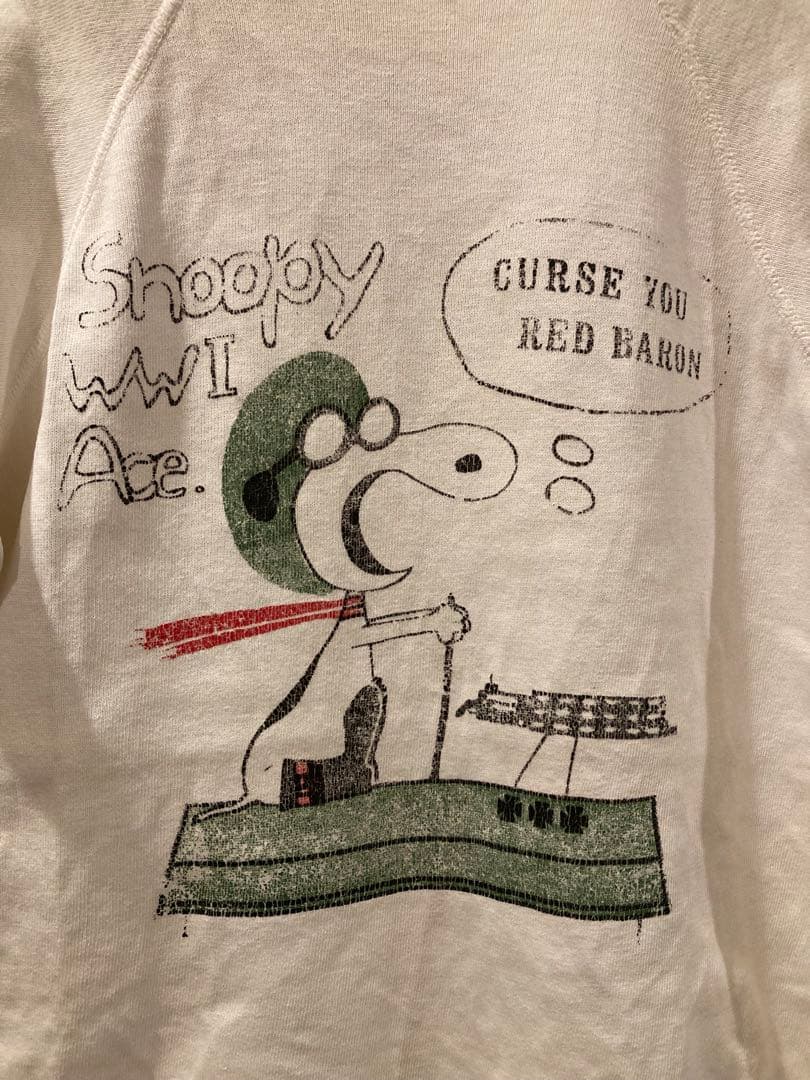 60sスヌーピー 半袖スウェット両面プリント レッドバロン 軍物 ビンテージ