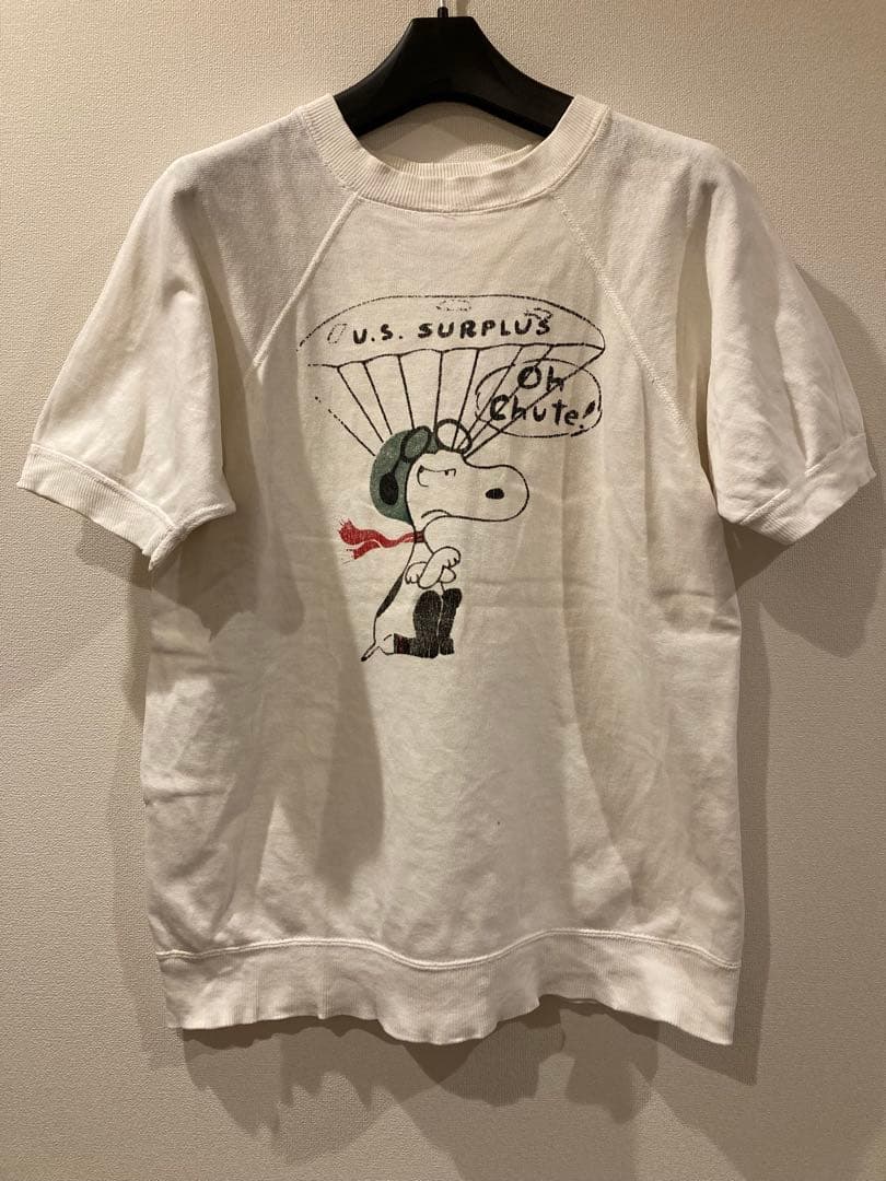 60sスヌーピー 半袖スウェット両面プリント レッドバロン 軍物 ビンテージ