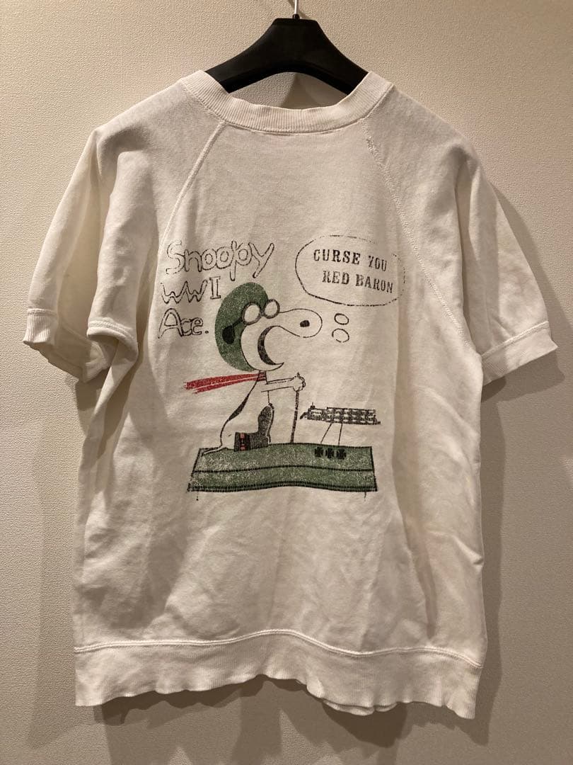 60sスヌーピー 半袖スウェット両面プリント レッドバロン 軍物 ビンテージ