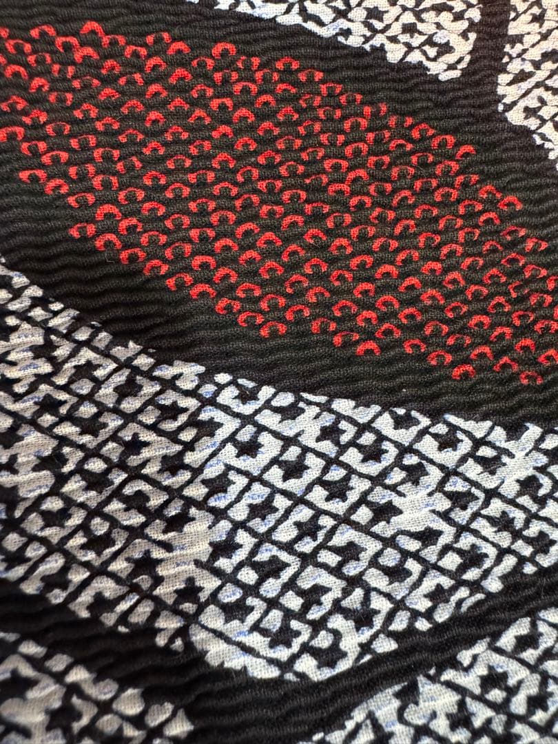 葉っぱ模様 浴衣反物　総絞り