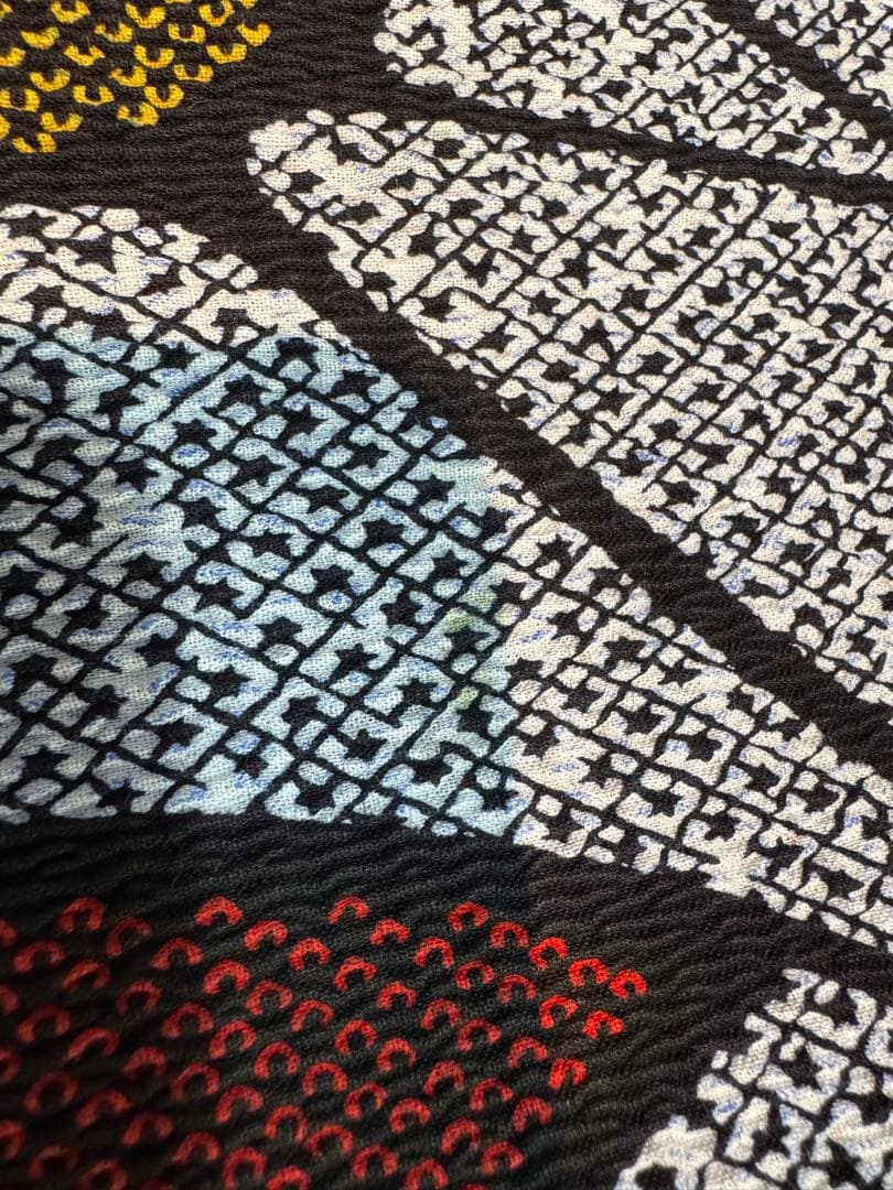 葉っぱ模様 浴衣反物　総絞り