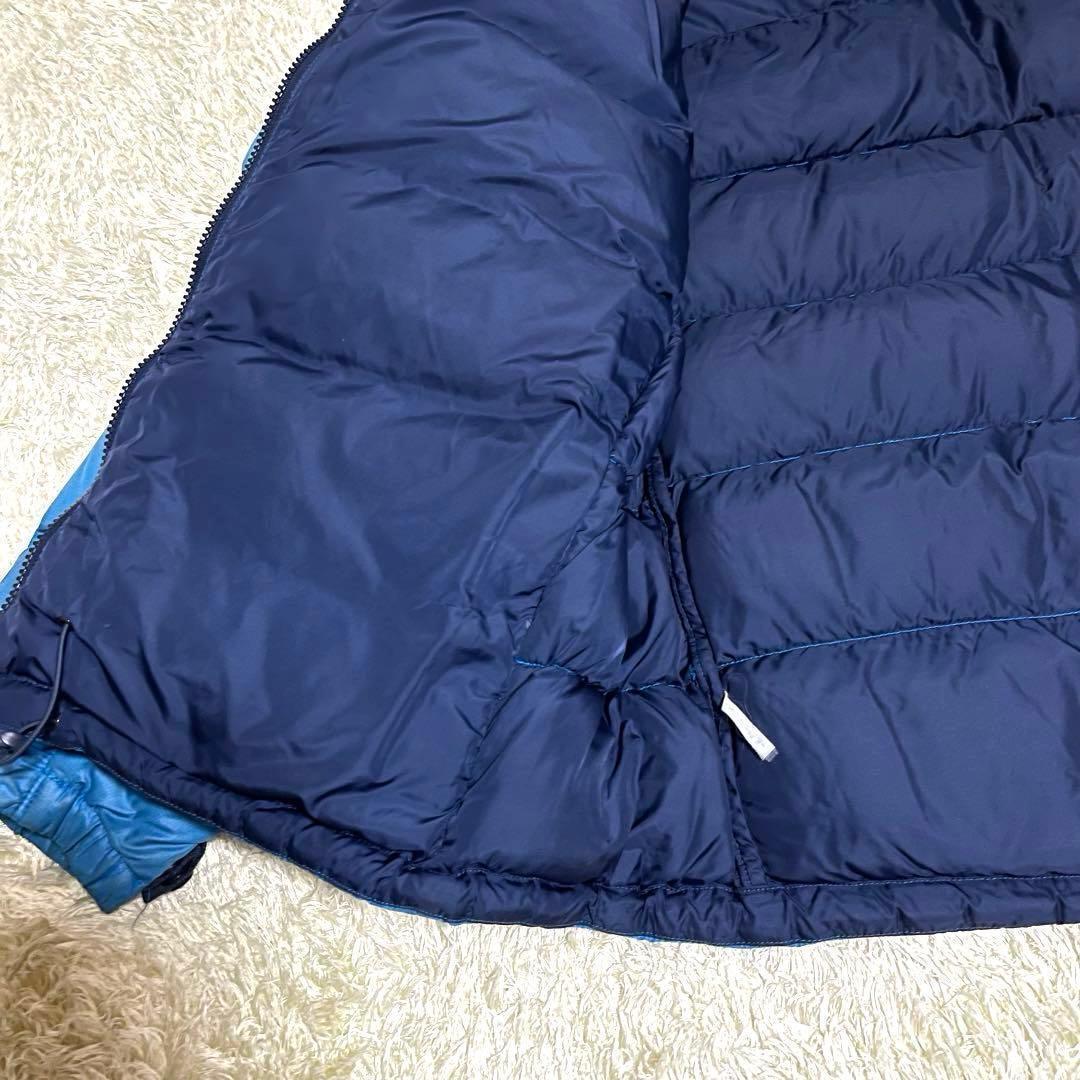 ノースフェイス　ダウンジャケット　メンズL　韓国100　700フィル　青ブルゾン