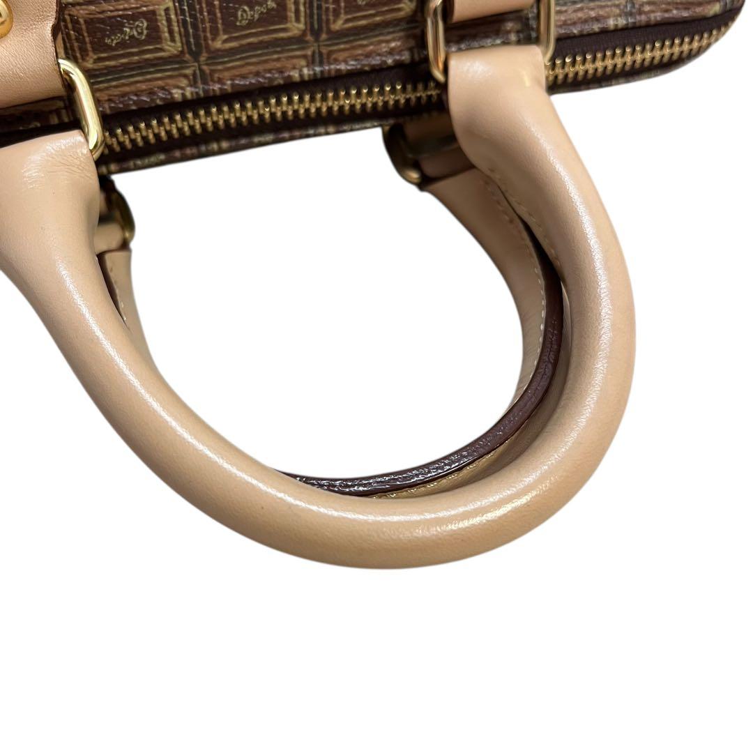 訳あり　Q-pot. ミニボストンバッグ チョコレート柄　ハンドバッグ　2way