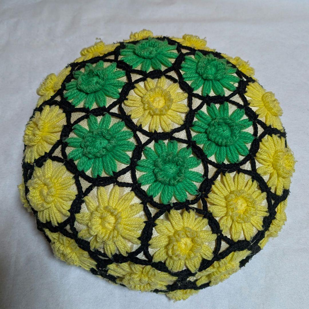 【レトロ】カラフルな花模様の刺繍クッション装飾品　3点セット