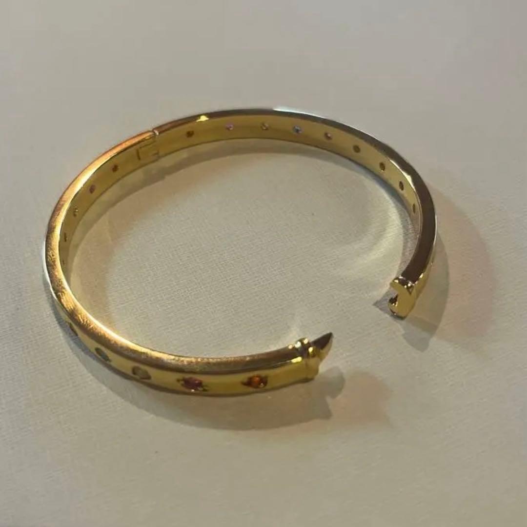 ゴールド バングル　マルチカラー装飾