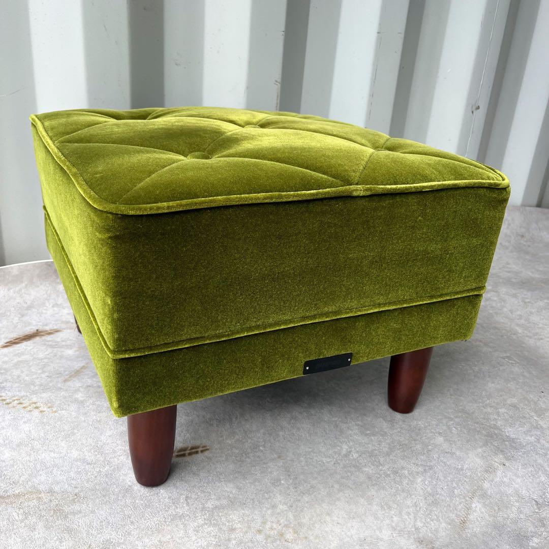 取付無料！カリモク60 kチェア ロビーチェア モケットグリーンオットマン✨