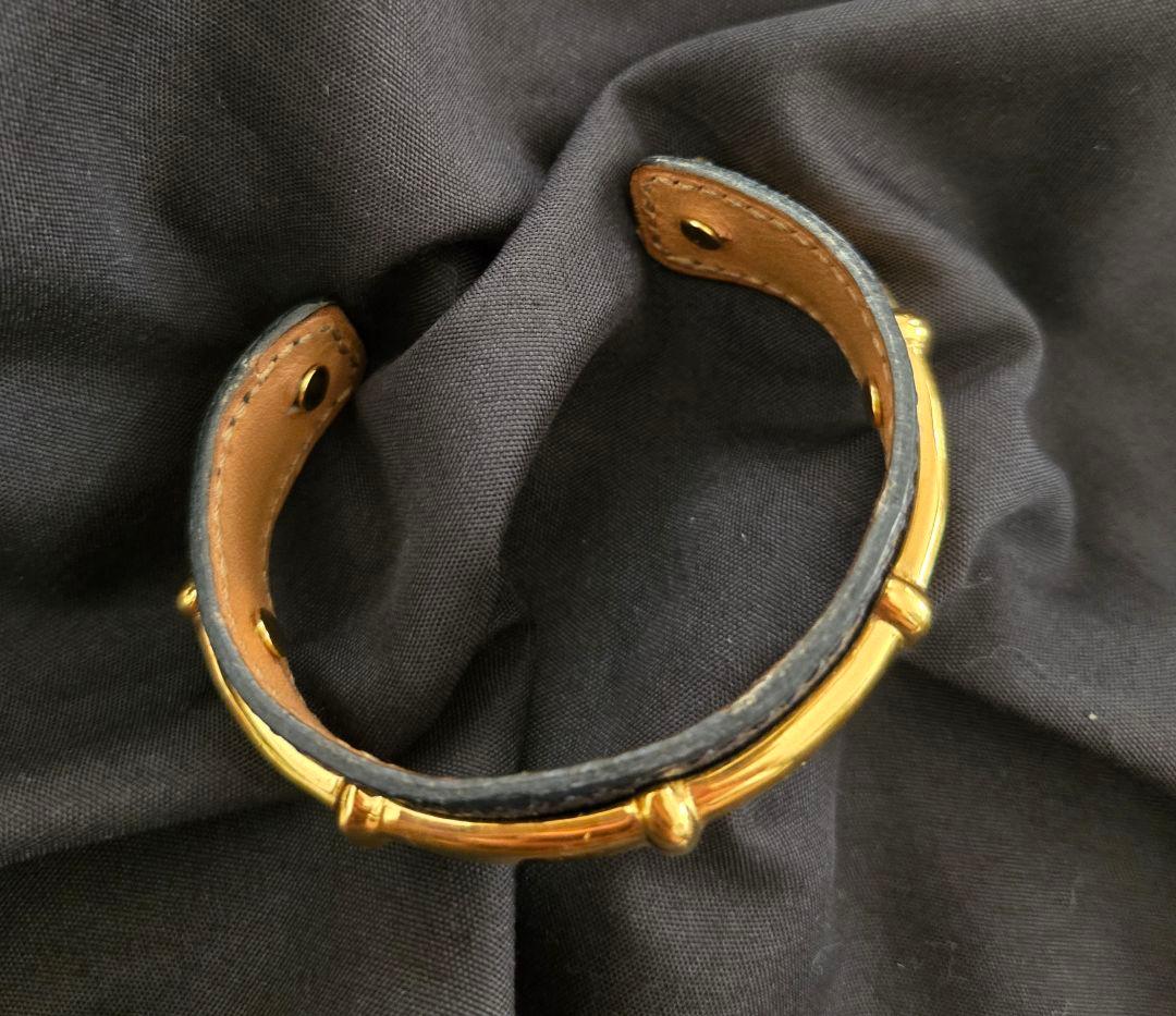 ヴィンテージ Hermès レザーバンブーバングル