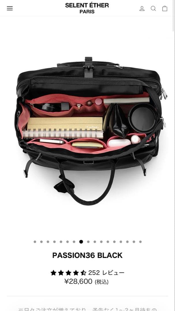 【美品】SELENT ETHER ビジネスバッグ ブラックPASSION36