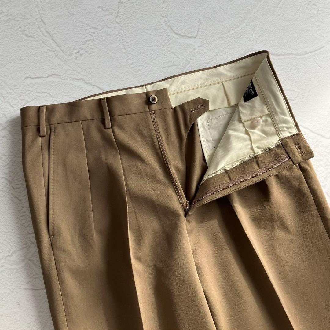 【未使用級】エミネント H.Osaku ウールギャバジン 2プリーツ スラックス