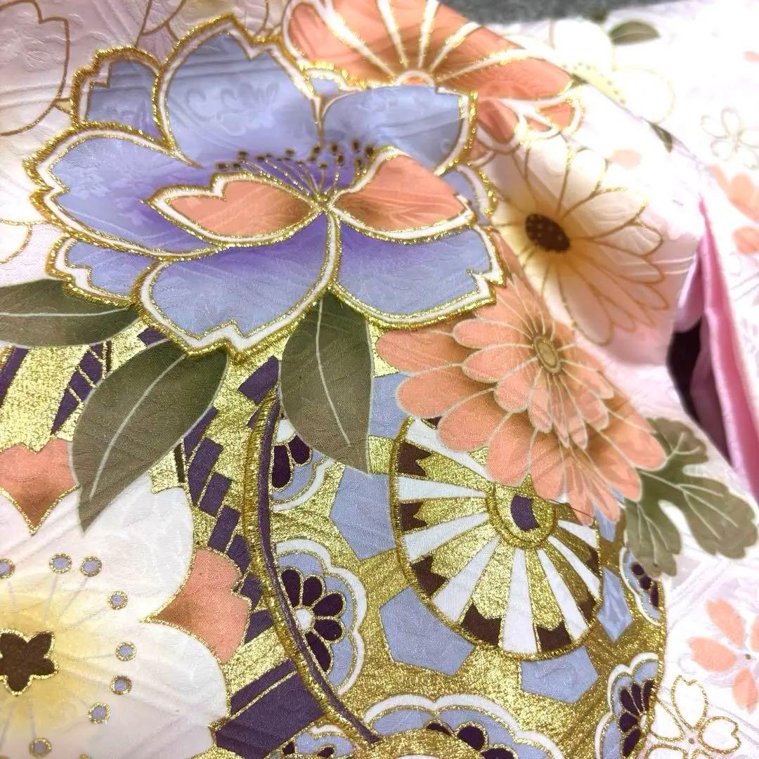 【新品/日本製】スノーピンク 正絹 本金彩 /京友禅/お宮参り 産着/長襦袢付