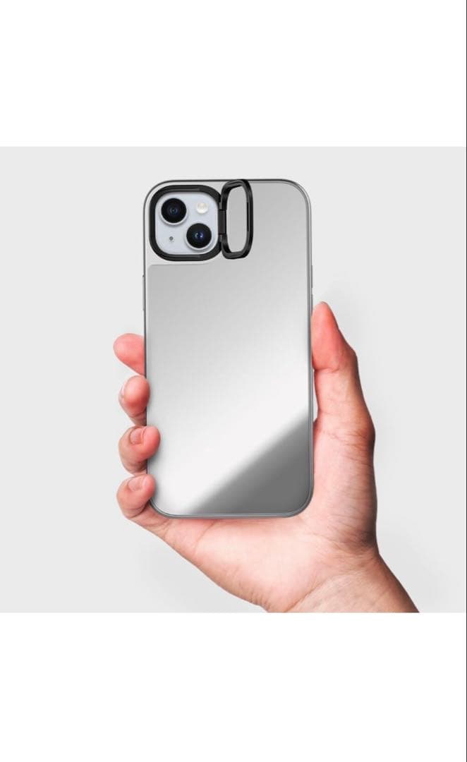 CASETiFY ミラー リングスタンド iPhone 15 ケース シルバー
