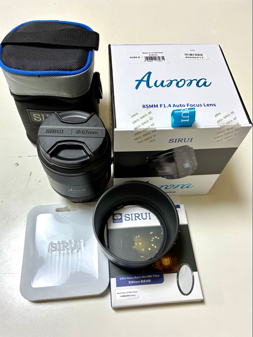 SIRUI Aurora 85mm F1.4 sonyE 純正フィルター2種付