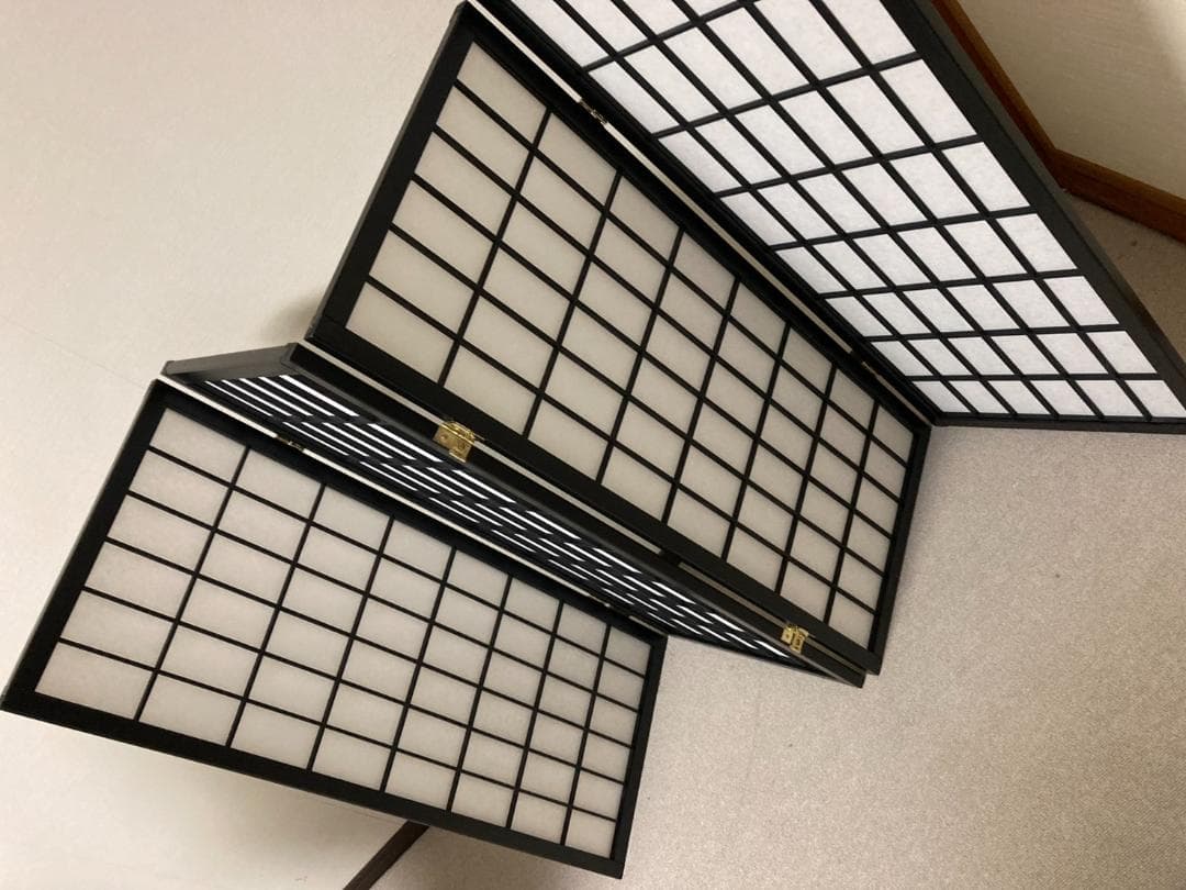 【USED】和風 パーテーション 木製 4連 障子風 和風衝立