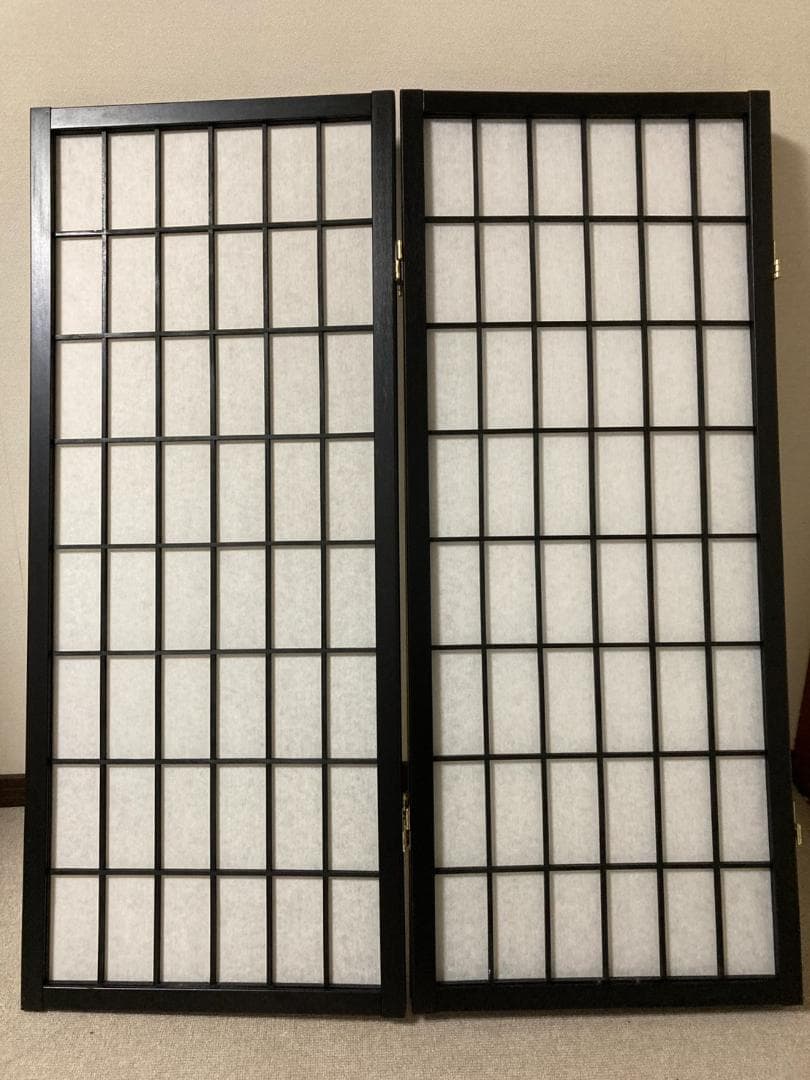 【USED】和風 パーテーション 木製 4連 障子風 和風衝立