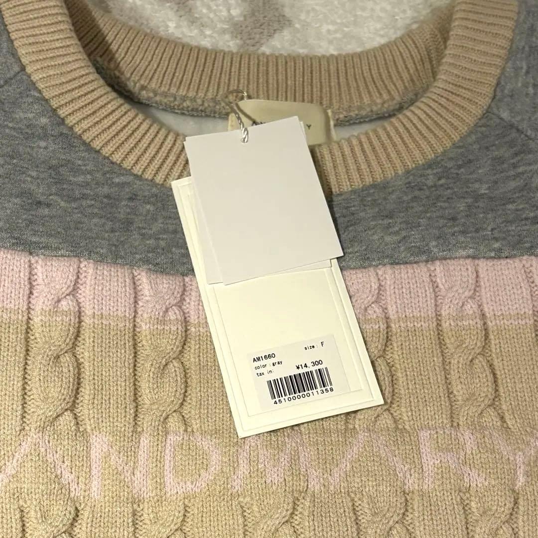 アンドマリー Logo loose sweat gray andmary