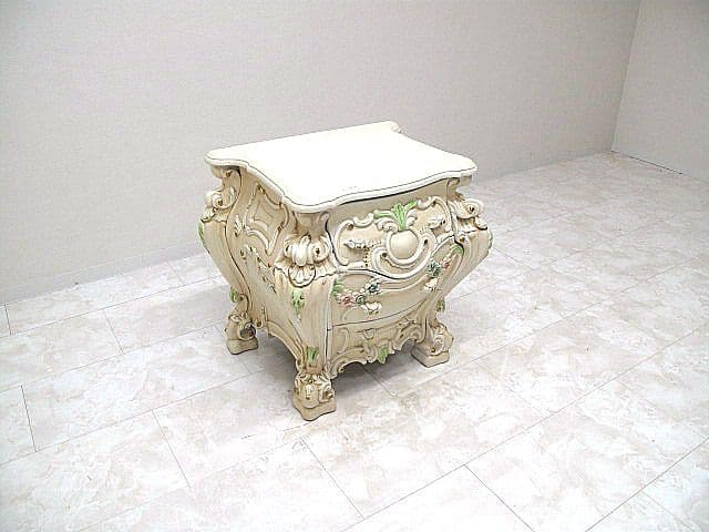 イタリア製 ロココ様式コンソール 彫刻装飾 サイドチェスト　サイドテーブル