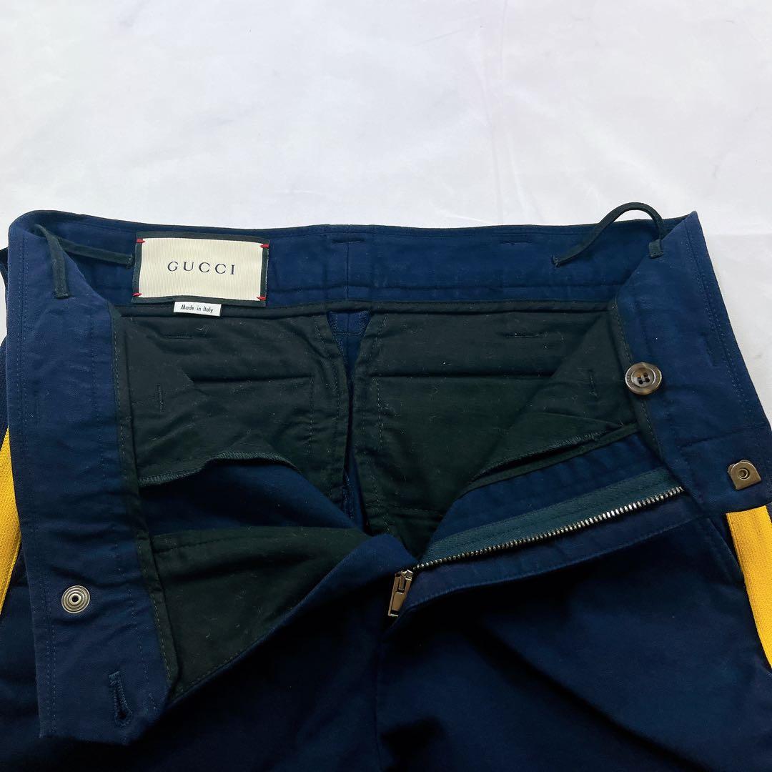 極美品✨GUCCI 現行タグ 刺繍 フラワー ボタニカル パンツ ネイビー紺色