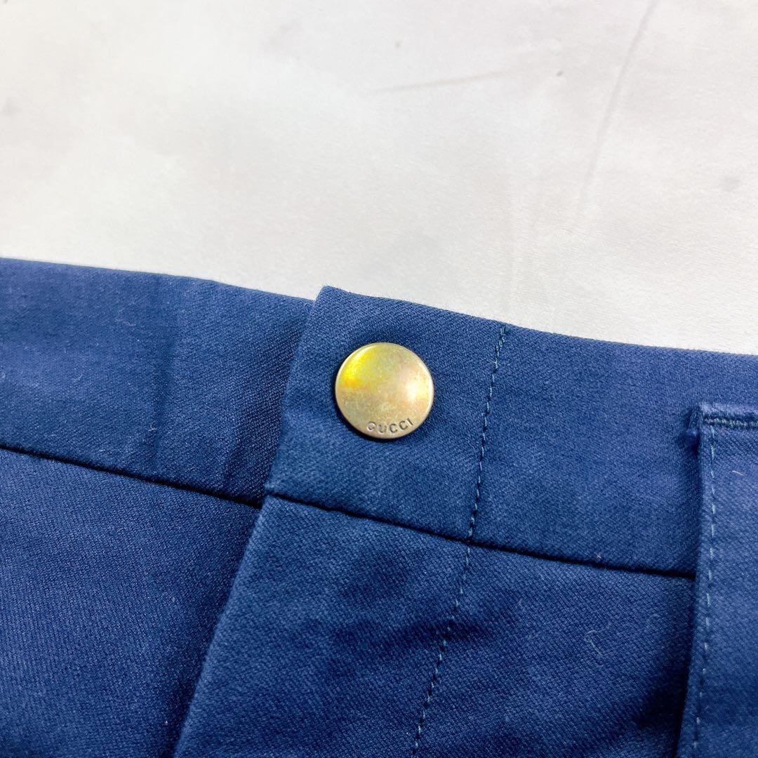 極美品✨GUCCI 現行タグ 刺繍 フラワー ボタニカル パンツ ネイビー紺色