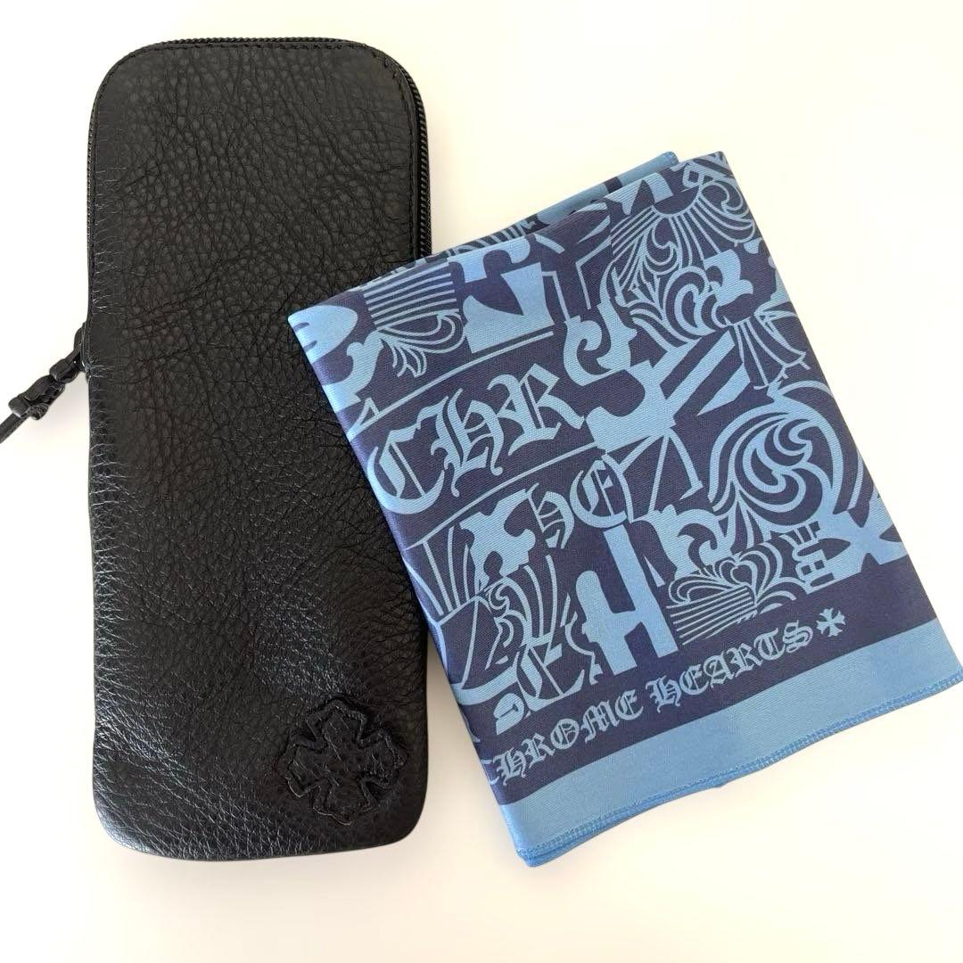 【Chrome Hearts】メガネケース レザー ブラック クロス付き