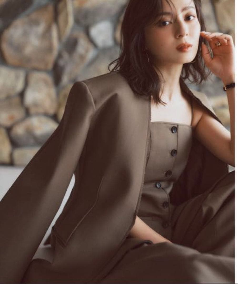 anuans ボンディングフォルムノーカラージャケット 新品 タグ付き