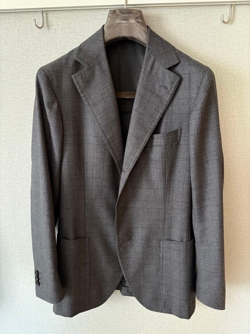 サルトリア　ソリート　スーツ　ミディアムグレー　グレンチェック　４４　シャロン