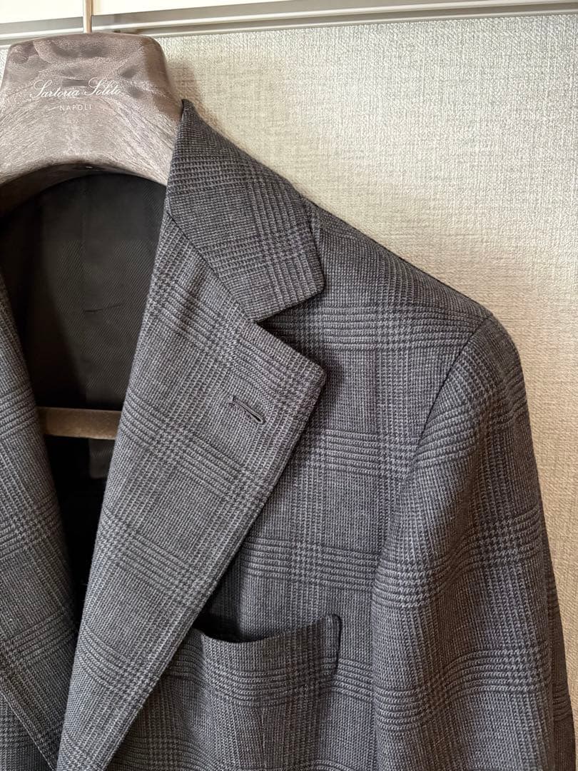 サルトリア　ソリート　スーツ　ミディアムグレー　グレンチェック　４４　シャロン