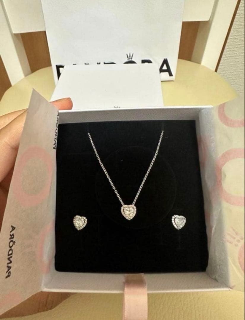 PANDORA エレベーテッドハートネックレス＆イヤリングセット