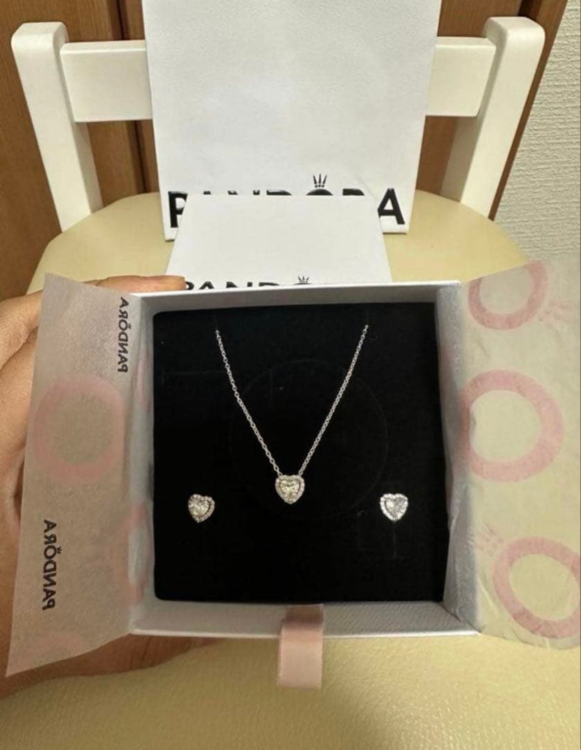 PANDORA エレベーテッドハートネックレス＆イヤリングセット