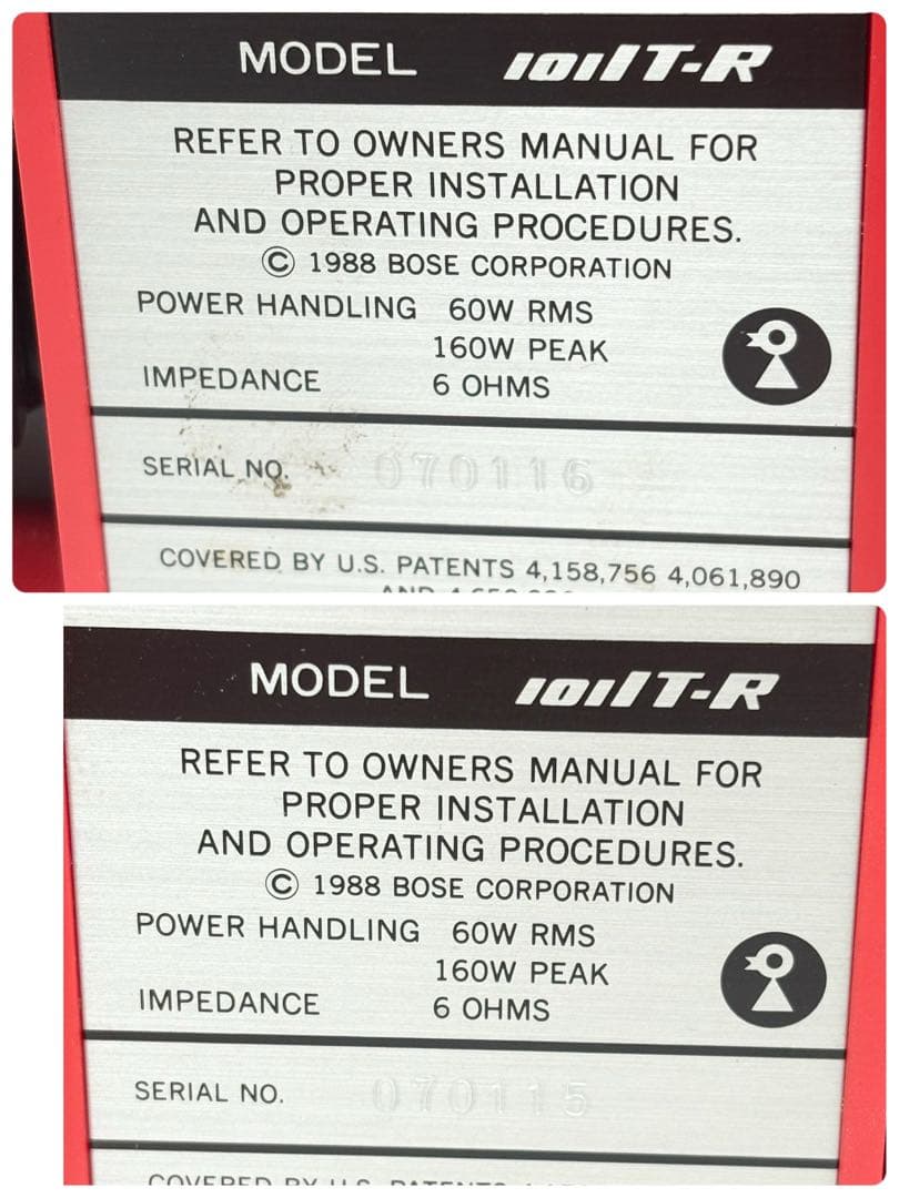 BOSE 101IT-R 赤 ペア スピーカー 1988年モデル