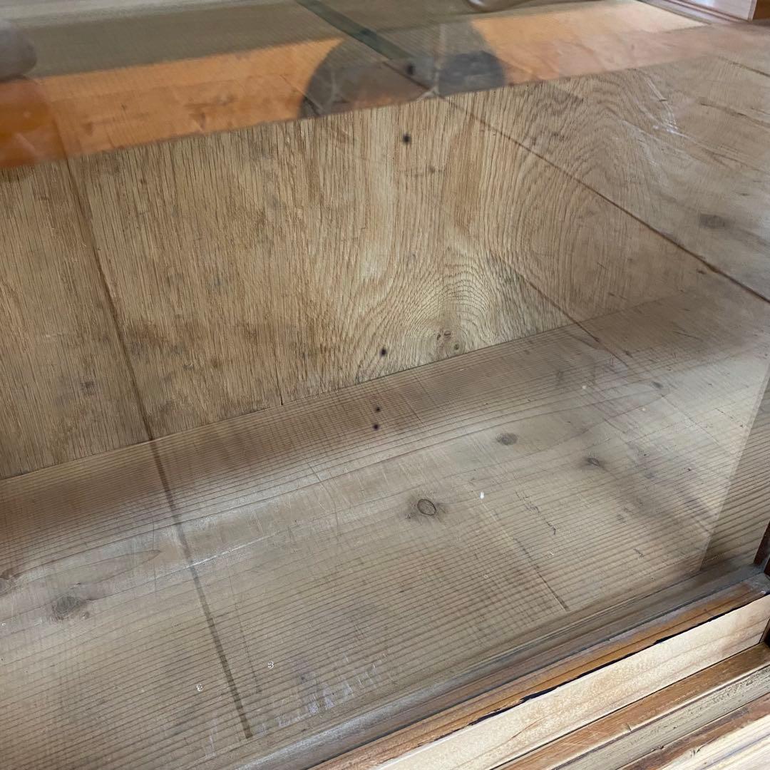 アンティーク ガラス 戸棚 キャビネット 食器棚 本棚 飾り棚 無塗装z