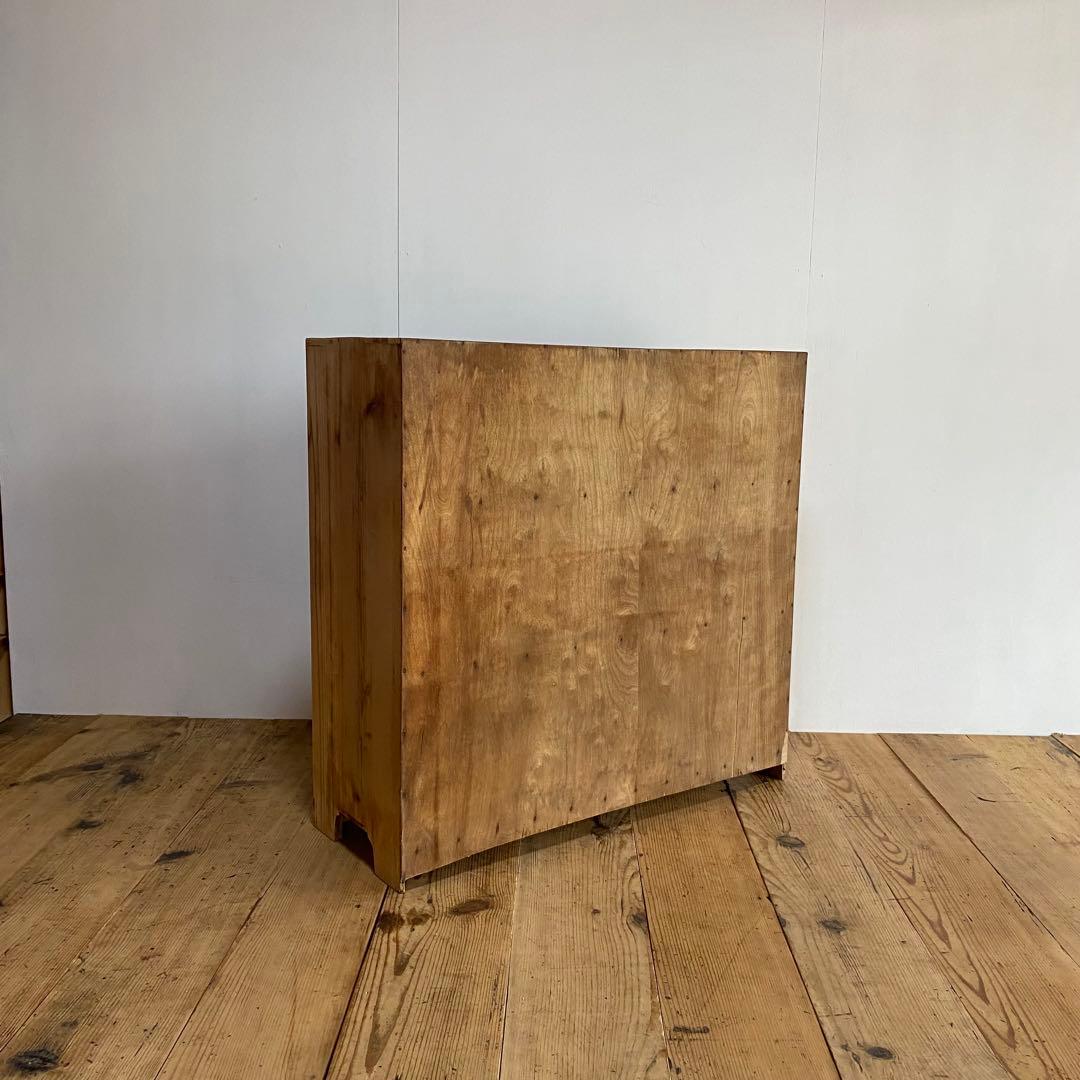 アンティーク ガラス 戸棚 キャビネット 食器棚 本棚 飾り棚 無塗装z