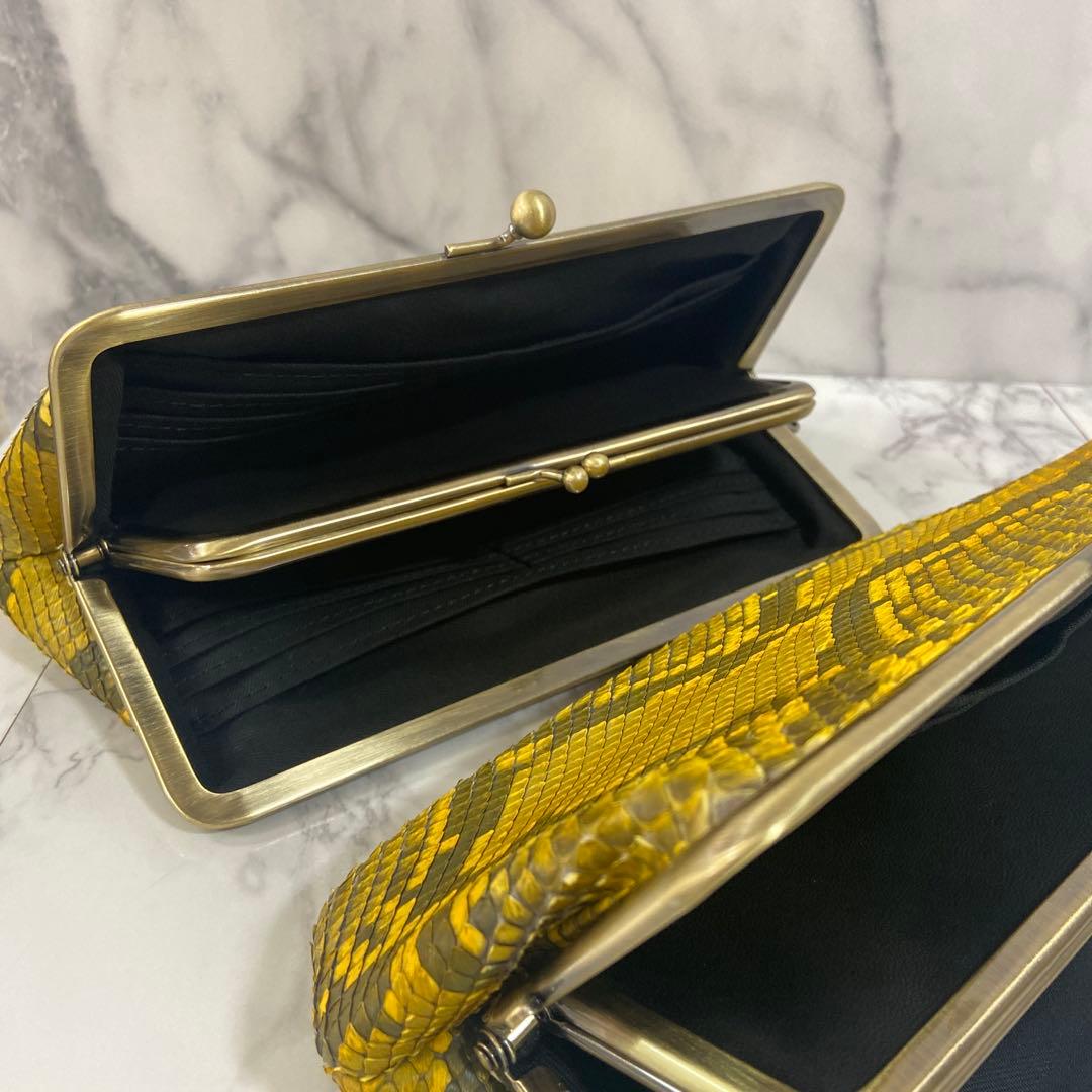 you　ハンドメイド　パイソンの本革親子がま口財布2点