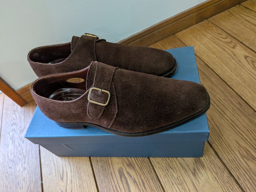 ジョージクレバリー　ダークブラウンスエード　 シングルモンク　 6½