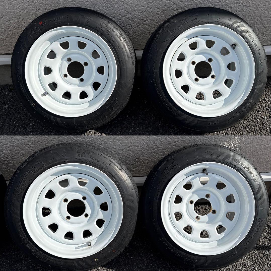 波*平様 13インチ 鉄ホイール深リム7J +25 引っ張り155/65r13