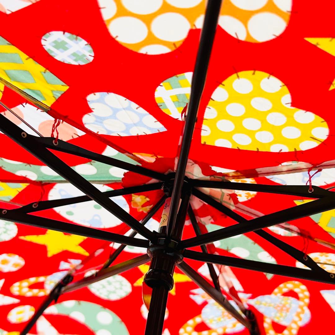美品軽量ヴィヴィアンウエストウッド折りたたみ傘オーブ柄レッド総柄