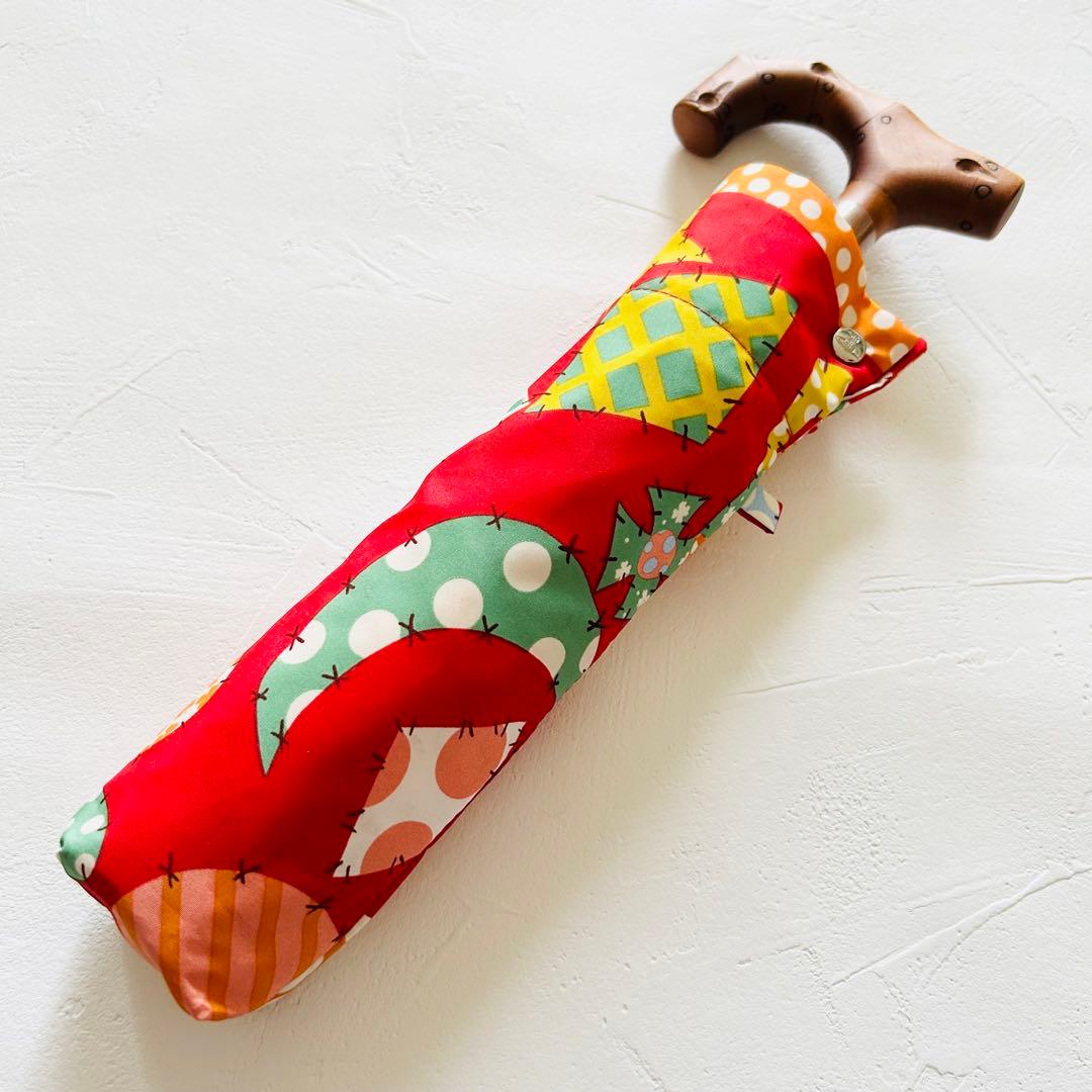 美品軽量ヴィヴィアンウエストウッド折りたたみ傘オーブ柄レッド総柄