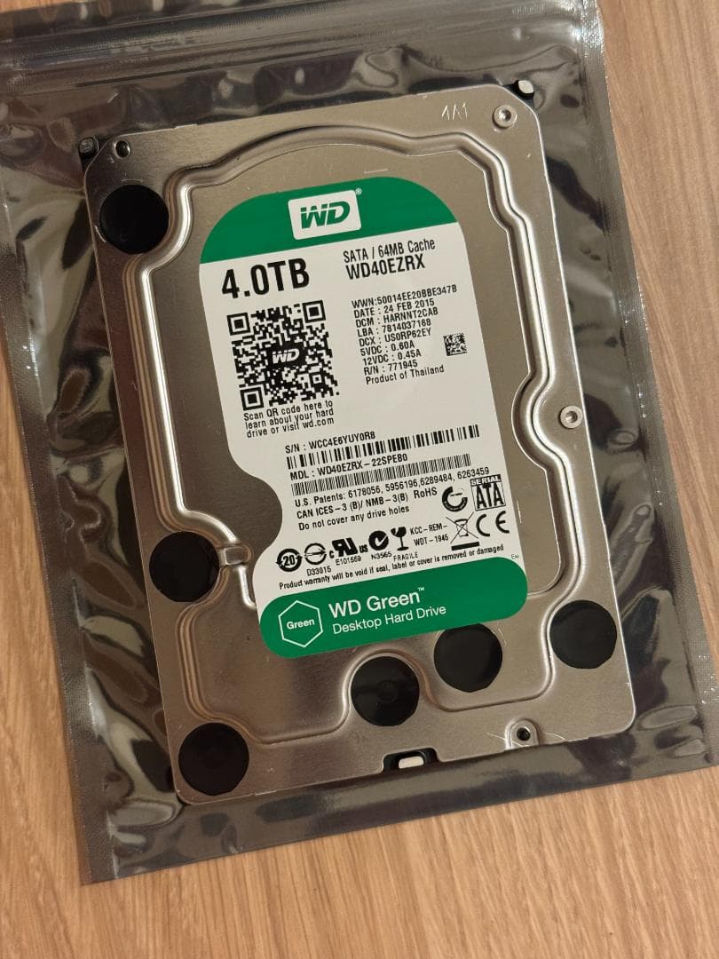 【300時間】WD HDD 4TB 3.5インチ内蔵 WD40EZRX