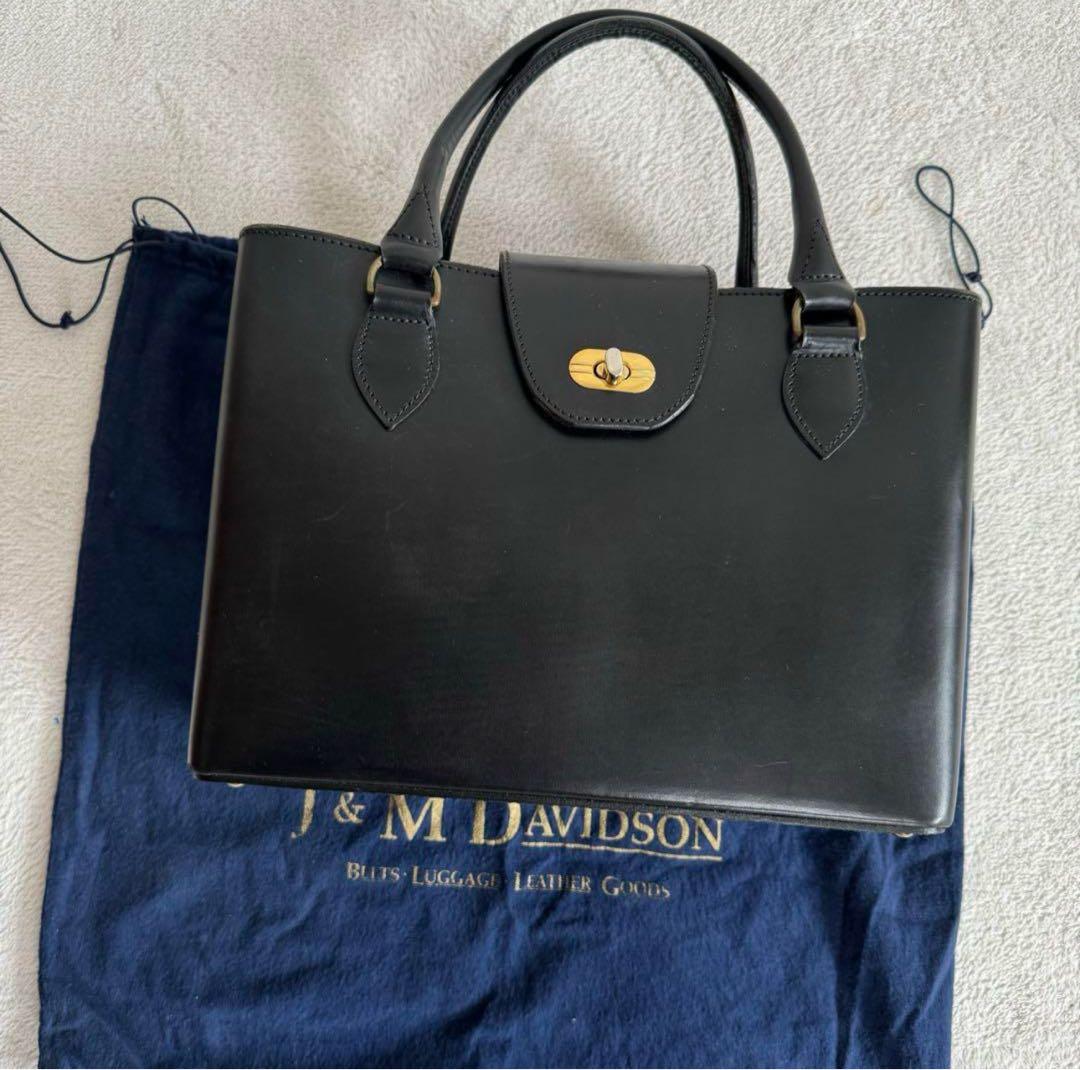 J&M DAVIDSON 高級レザー　ブライドル　ハンドバッグ　ターンロック
