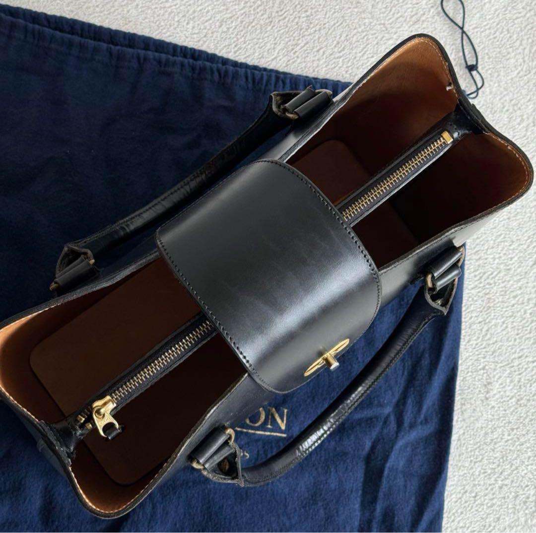 J&M DAVIDSON 高級レザー　ブライドル　ハンドバッグ　ターンロック