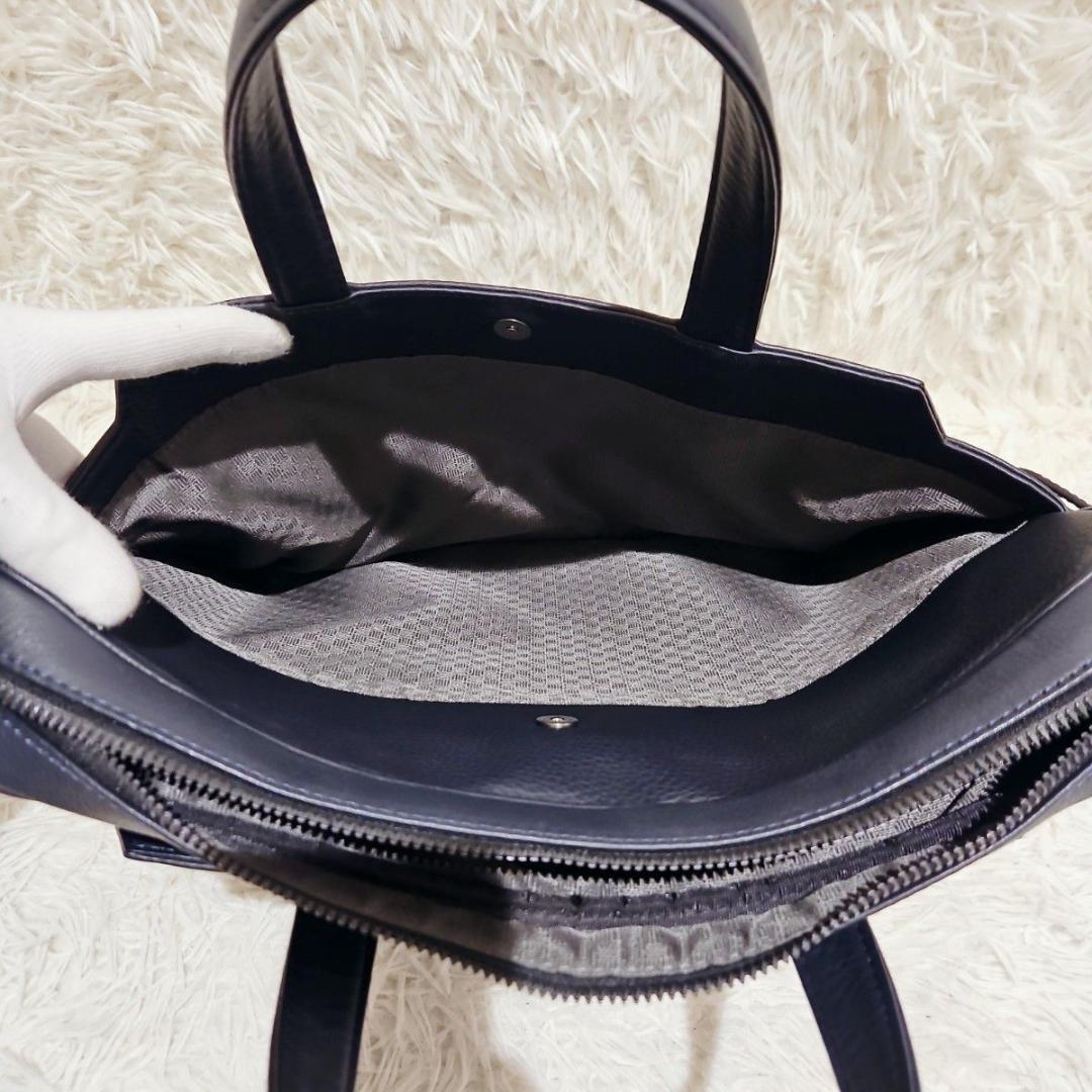 極美品 ランバン ビジネスバッグ A4可 オールレザー ネイビー PC収納 紺