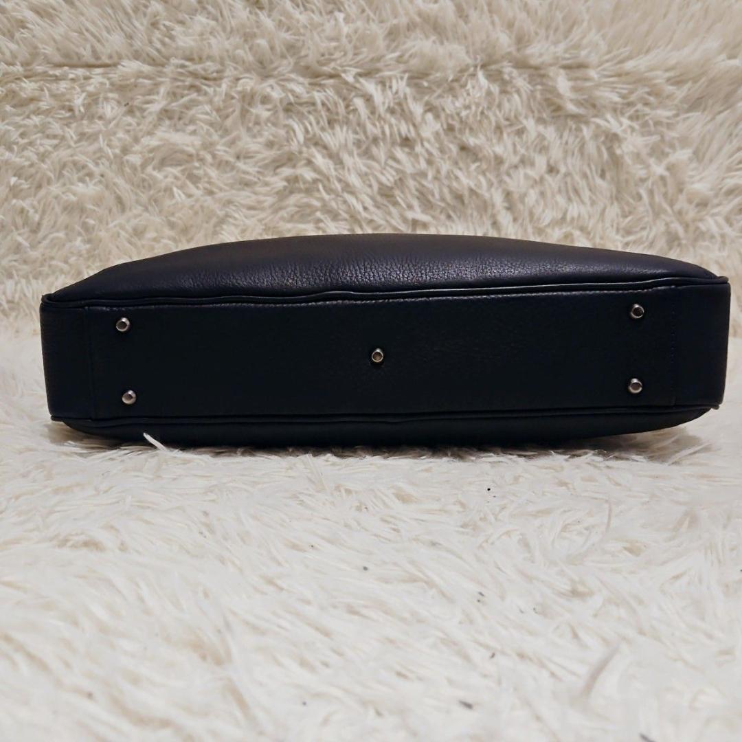 極美品 ランバン ビジネスバッグ A4可 オールレザー ネイビー PC収納 紺