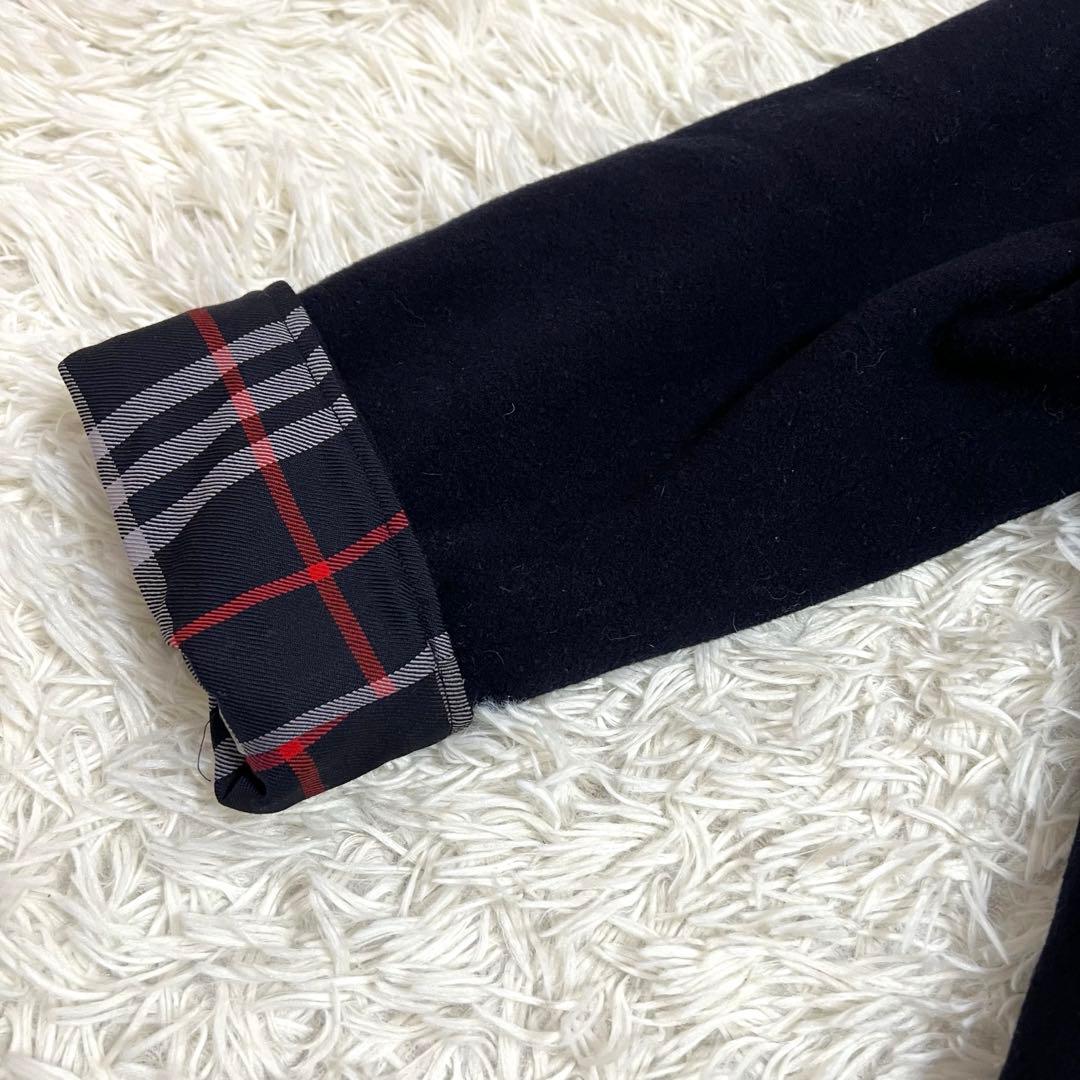 バーバリー フードコート ダブル チェック 金ボタン　 キルティング ネイビーM