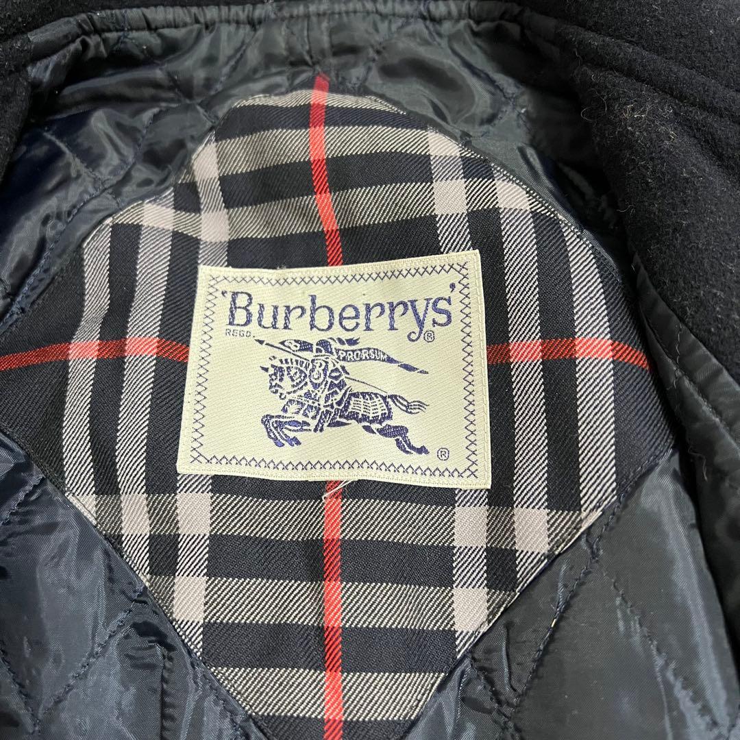 バーバリー フードコート ダブル チェック 金ボタン　 キルティング ネイビーM