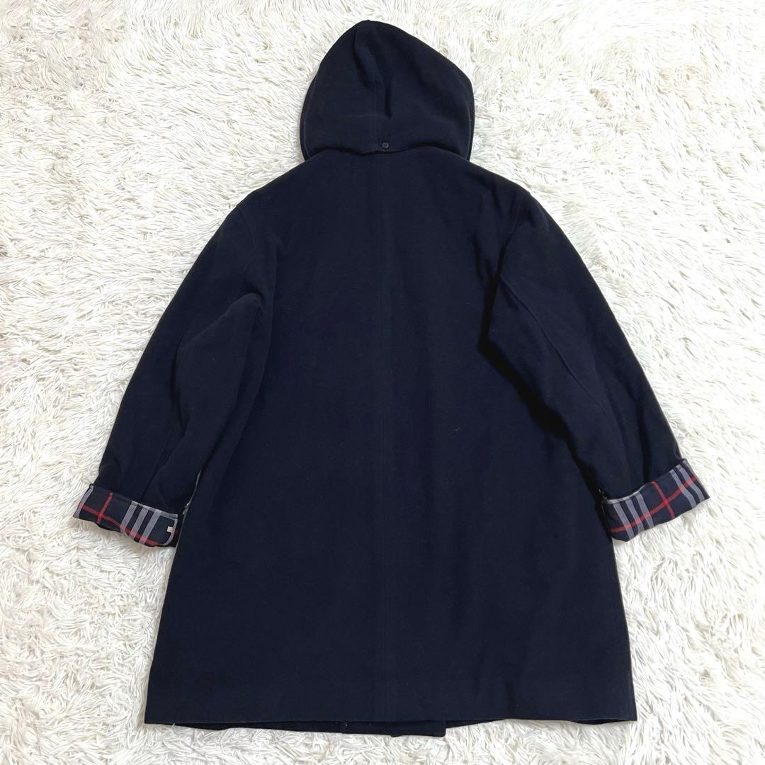 バーバリー フードコート ダブル チェック 金ボタン　 キルティング ネイビーM